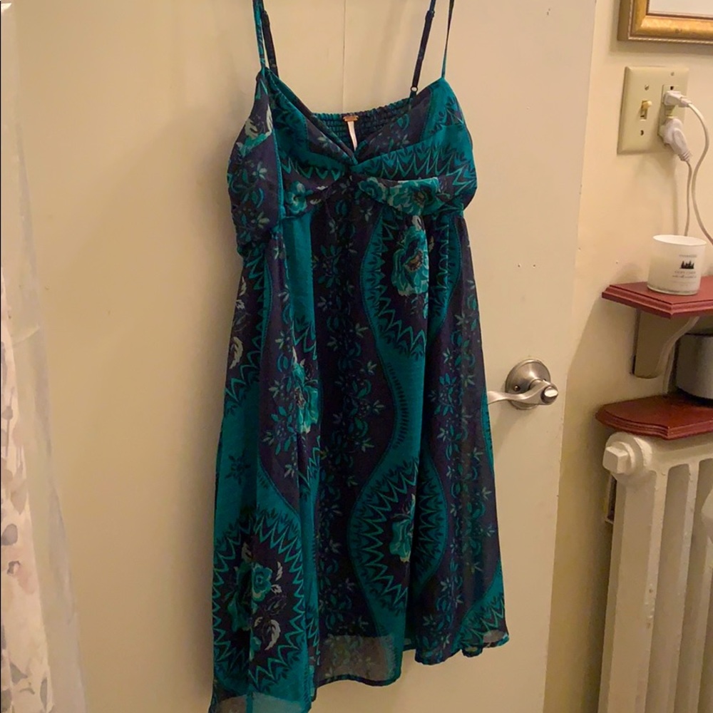 free people blue paisley halter dress